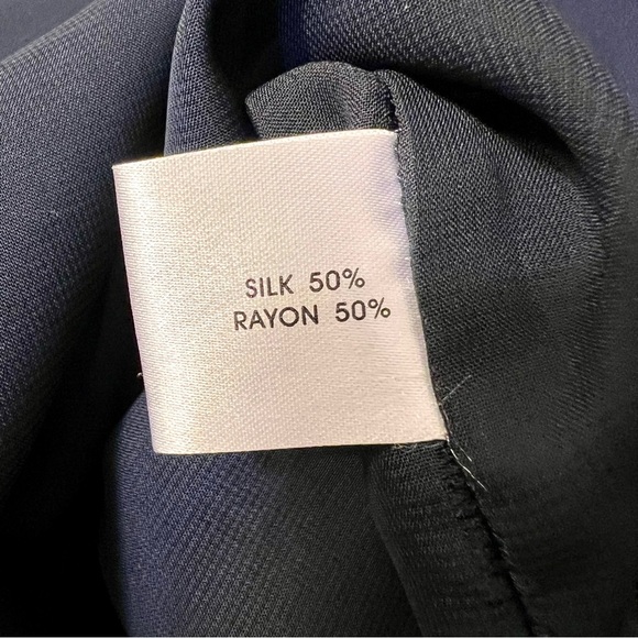 Authentic PRADA Silk Side ruched ruffle asymmetric mini navy dress womens size 4 - Picture 8 of 9